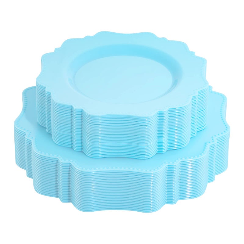 COLOSUS Disposable Plastic Plates 60Pcs  Light Baby blue Party Plates  Heavy Duty 30 Dinner plate 10.5  and 30 Salad/Dessert Plate 8.25  for Easter day Party Dinner - Image 1