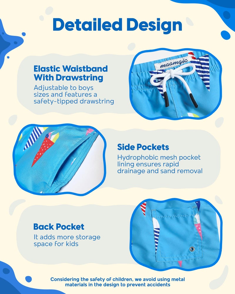maamgic Boys Swim Trunks Toddler Swim Shorts Little Boys Bathing Suit Swimsuit Toddler Boy Swimwear,Ice-Lake Blue,5 T - Image 4