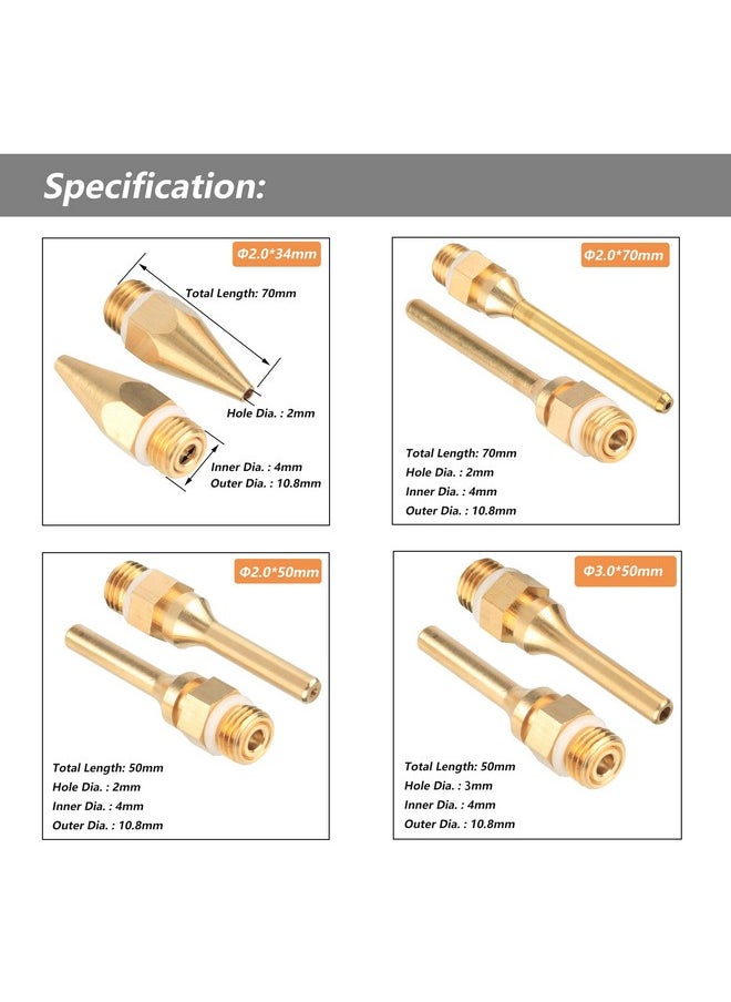 Yakamoz Yakamoz 4Pcs Interchangeable Copper Glue Gun Nozzle Set 10.8mm 7/16 Inch Thread Gluegun Tips Replacement Small Bore Long Tube Nozzles for Hot Melting Glue Guns Bore 2.0mm 3.0mm  - Image 5
