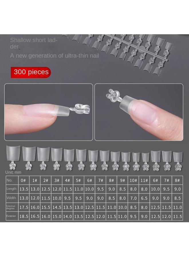 Bluejw Japanese Ultra-thin Non-marking Non-grinding French Shallow Nail Patch Short Trapezoidal Double-sided Frosted Non-marking Nail Extension Patch  - Image 1