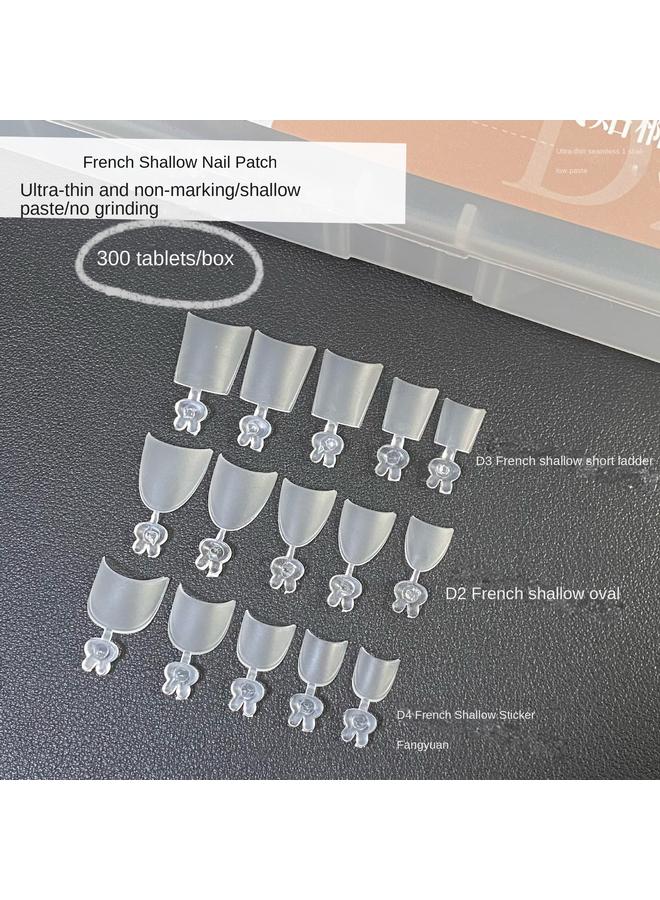 Bluejw Japanese Ultra-thin Non-marking Non-grinding French Shallow Nail Patch Short Trapezoidal Double-sided Frosted Non-marking Nail Extension Patch  - Image 4