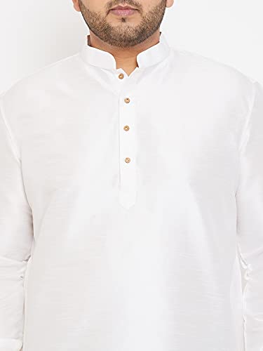 VASTRAMAY Plus Men's White Silk Blend Kurta || Silk Blend Curved Hem Kurta || Elegance for Holi & Eid Celebration_VPLUSMUK001WH_50 - Image 5