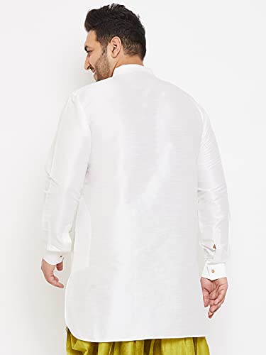 VASTRAMAY Plus Men's White Silk Blend Kurta || Silk Blend Curved Hem Kurta || Elegance for Holi & Eid Celebration_VPLUSMUK001WH_50 - Image 4