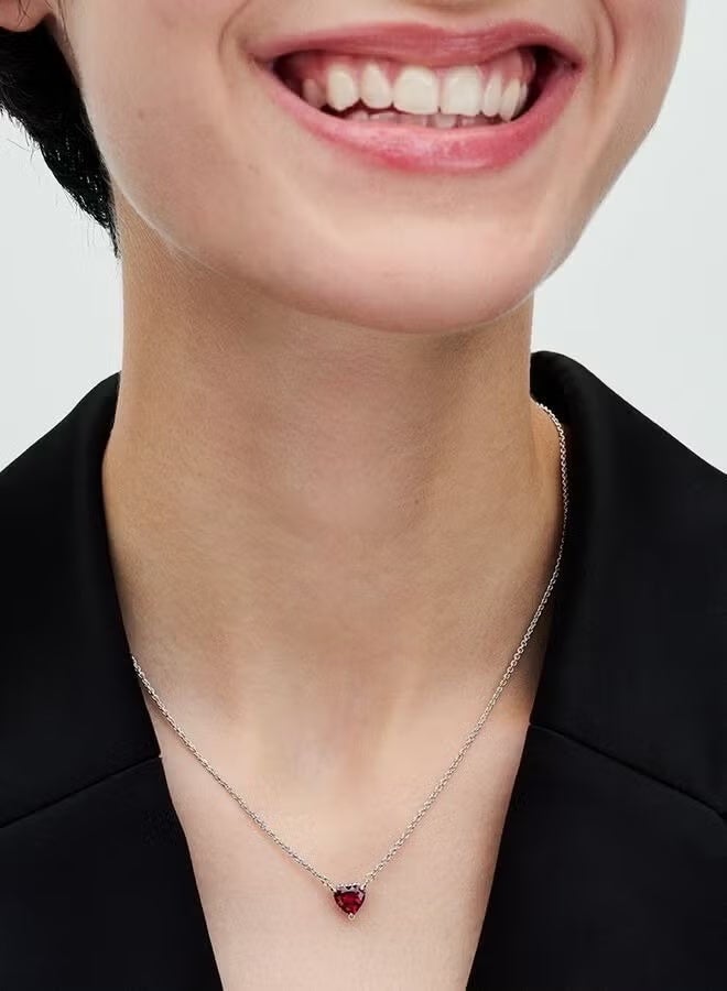 Chomel Sterling Silver Sparkling Heart Halo Pendant Collier Necklace for Women 45cm - Image 3