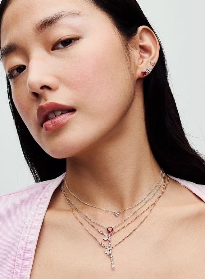 Chomel Sterling Silver Sparkling Heart Halo Pendant Collier Necklace for Women 45cm - Image 4