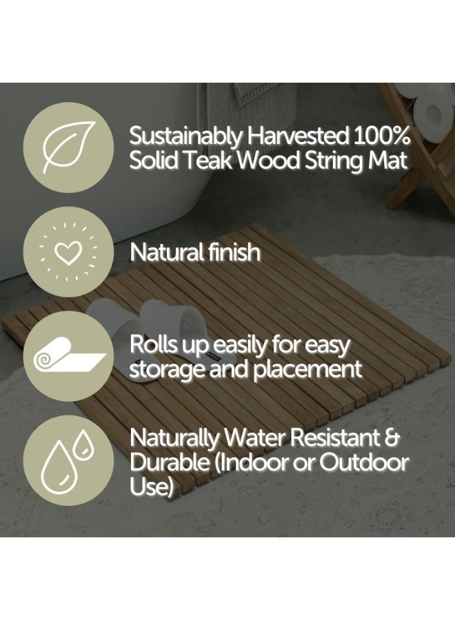 100% Teak Wood Woven Mat - Made from Nordic Teak - Indoor & Outdoor Use - Non-Slip Wooden Platform for Sauna, Pool, Hot Tub Floor, Decor & Protector (Natural Touch, 30" x 30") - Image 4