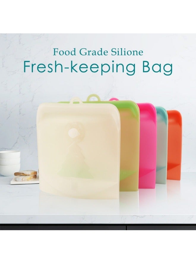 Silicone Fresh-Keeping Bag Household Kitchen Food Grade Sealing Bag Food Ziplock Bag Green 500 ML