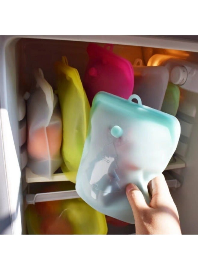 Silicone Fresh-Keeping Bag Household Kitchen Food Grade Sealing Bag Food Ziplock Bag Green 500 ML