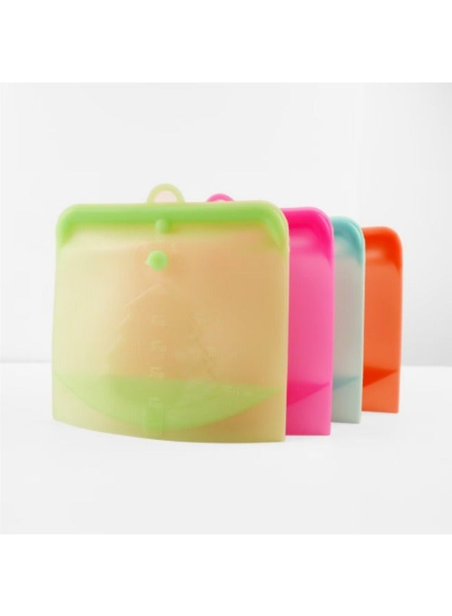 Silicone Fresh-Keeping Bag Household Kitchen Food Grade Sealing Bag Food Ziplock Bag Green 500 ML
