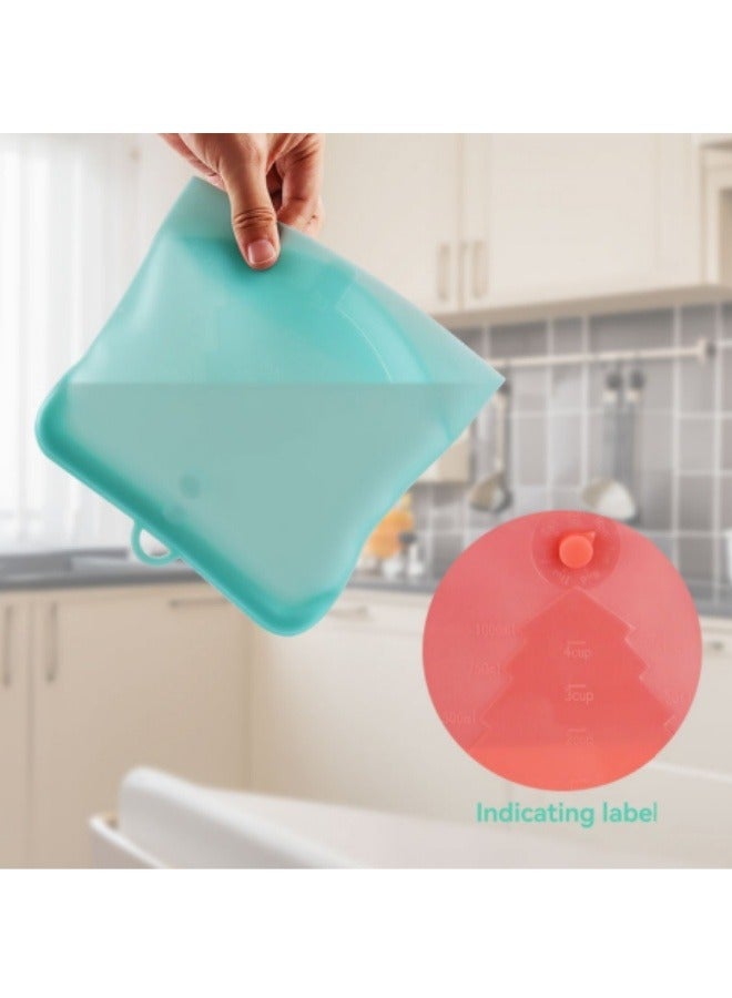 Silicone Fresh-Keeping Bag Household Kitchen Food Grade Sealing Bag Food Ziplock Bag Green 500 ML