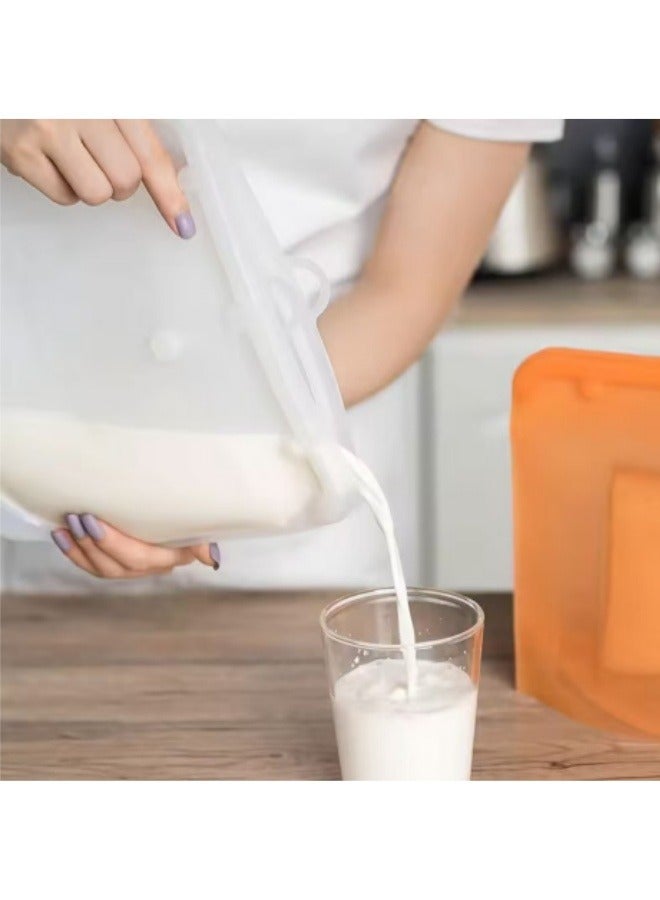Silicone Fresh-Keeping Bag Household Kitchen Food Grade Sealing Bag Food Ziplock Bag Green 500 ML