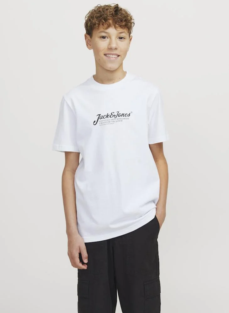 Jack & Jones Junior Kids Logo Print Crew Neck T-Shirt