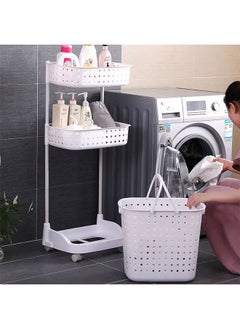 BLOOMING TIME 3 Layer Laundry Basket, Detachable Basket With Handle, Easy To Move With Wheels, White  - Image 3