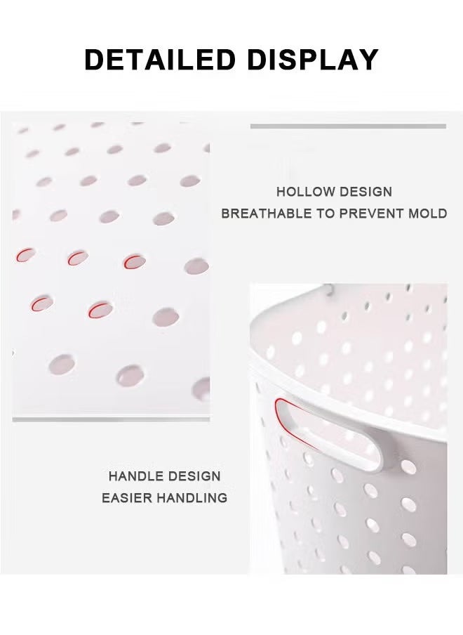 BLOOMING TIME - 3 Layer Laundry Basket, Detachable Basket With Handle, Easy To Move With Wheels, White - Image 1