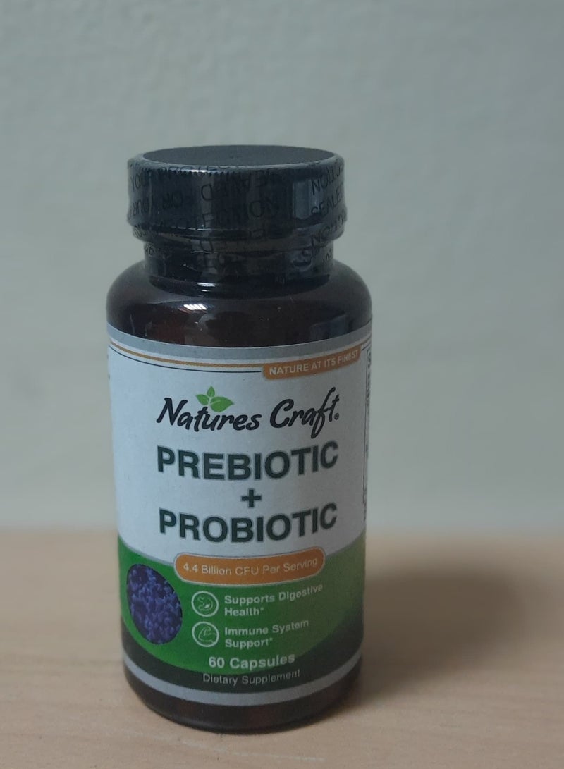 Natures Craft Prebiotics and Probiotics Gut Health Supplement - Super Potent Digestive Health Acidophilus Probiotic Capsules with Men and Womens Probiotics and Prebiotics for Colon Digestive Support and Immunity 60 Capsules  - Image 1