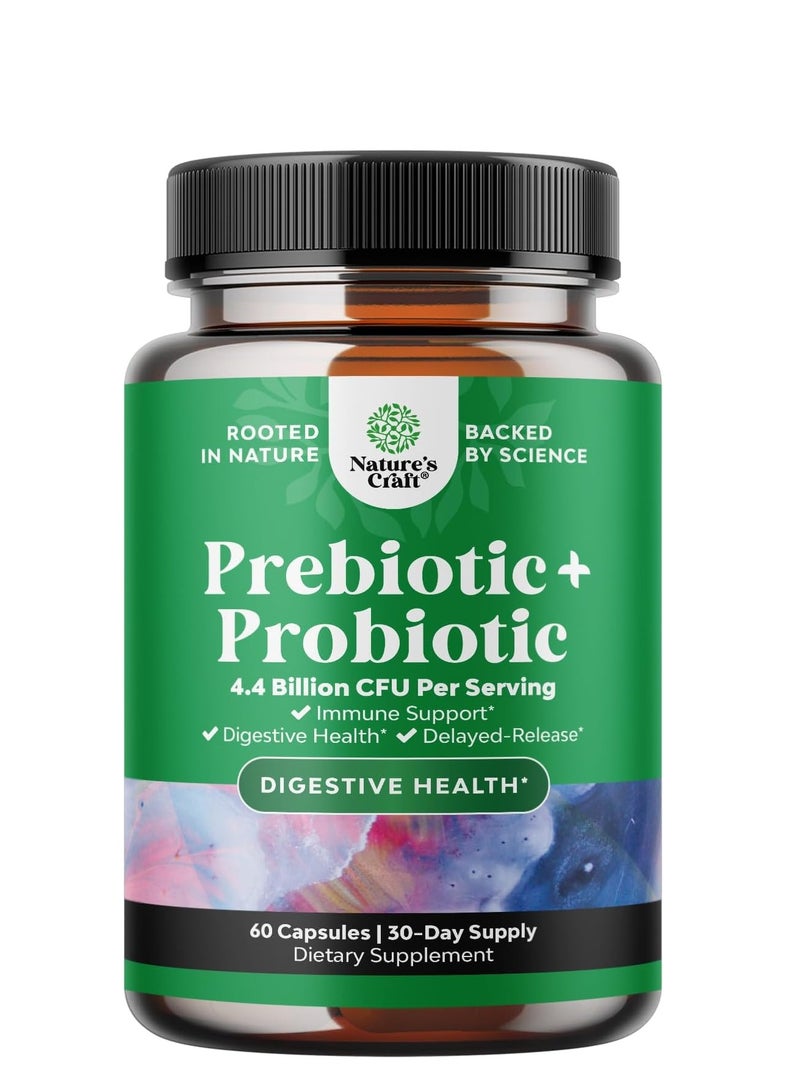 Natures Craft Prebiotics and Probiotics Gut Health Supplement - Super Potent Digestive Health Acidophilus Probiotic Capsules with Men and Womens Probiotics and Prebiotics for Colon Digestive Support and Immunity 60 Capsules  - Image 2