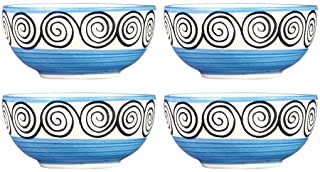 Caffeine Ceramic Handmade Blue Doodle Dessert Bowl (Set of 2, 150 ml) - Image 3