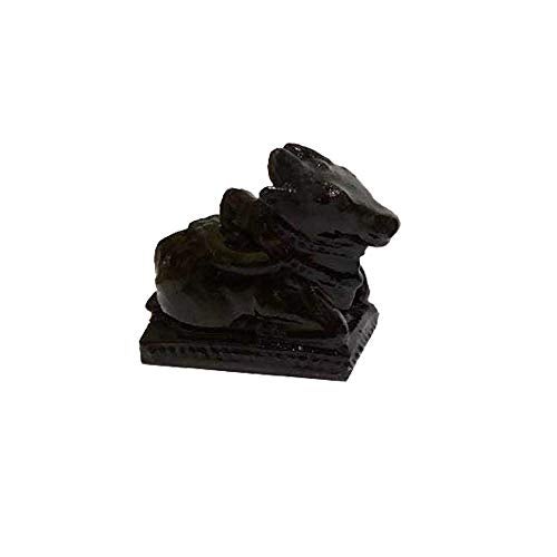 SK Craft Resin Small Nandi Idol for for Pooja Home (Black, L x B x H, 6x6x2.5 cm) - Image 1