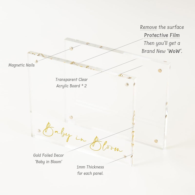 Calculs Baby US Frame Baby in Bloom Ultrasound Sonogram Keepsake Acrylic Picture Frame Freestanding Double Sided Magnetic Lucite Frameless Display Gifts for Her - Image 4