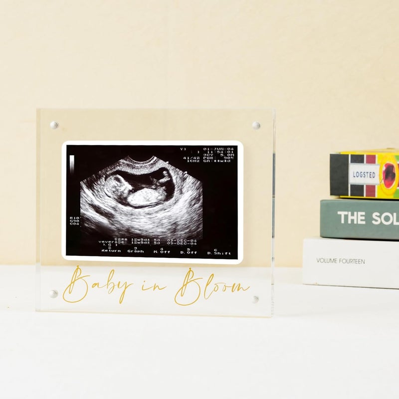 Calculs Baby US Frame Baby in Bloom Ultrasound Sonogram Keepsake Acrylic Picture Frame Freestanding Double Sided Magnetic Lucite Frameless Display Gifts for Her - Image 5