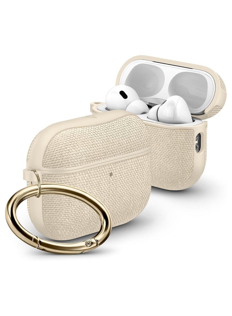 Spigen Urban Fit AirPods Pro 3 case (3rd Generation) Premium Fabric cover with Carabiner - Dune Beige - Image 1