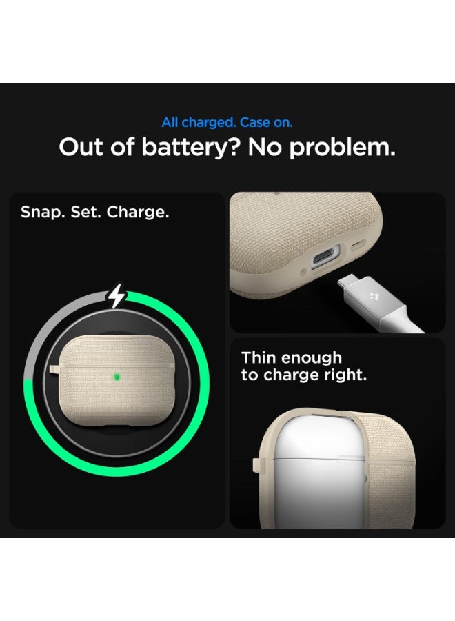 Spigen Urban Fit AirPods Pro 3 case (3rd Generation) Premium Fabric cover with Carabiner - Dune Beige - Image 5