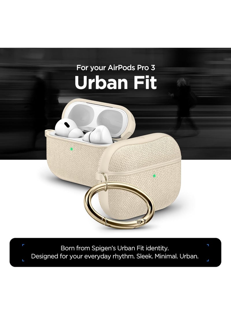 Spigen Urban Fit AirPods Pro 3 case (3rd Generation) Premium Fabric cover with Carabiner - Dune Beige - Image 2