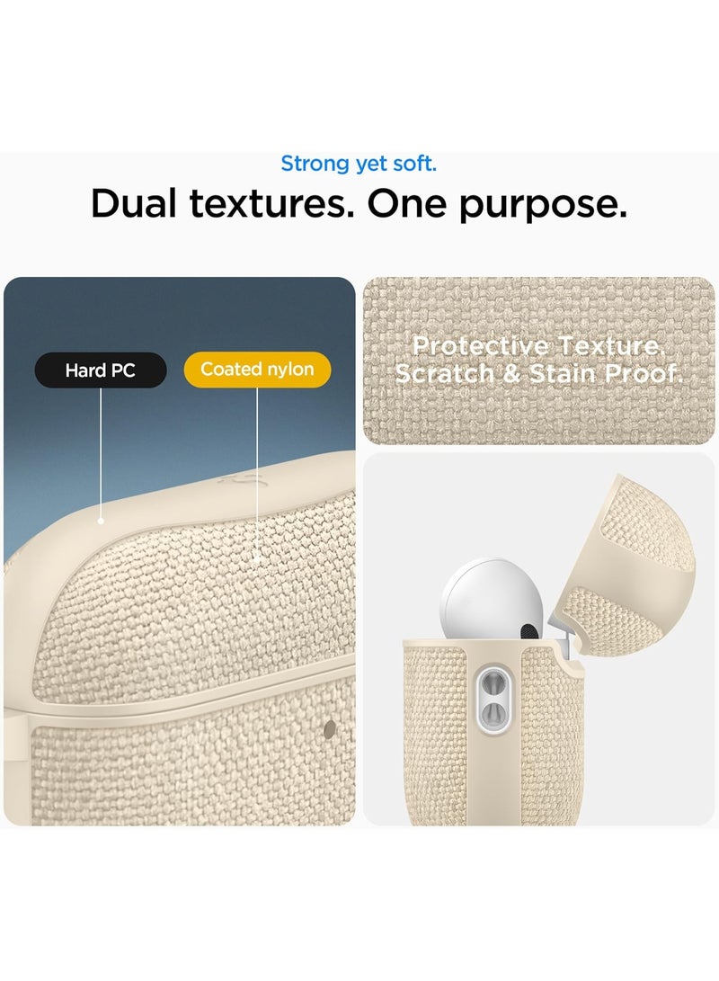 Spigen Urban Fit AirPods Pro 3 case (3rd Generation) Premium Fabric cover with Carabiner - Dune Beige - Image 4