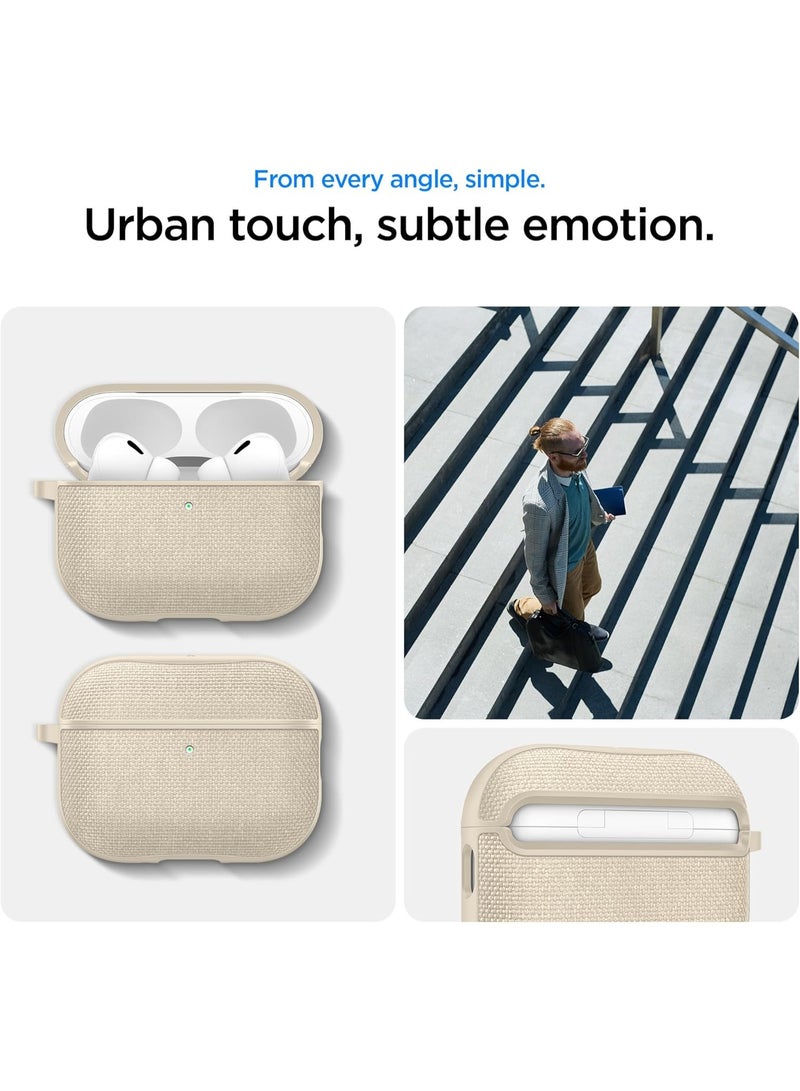 Spigen Urban Fit AirPods Pro 3 case (3rd Generation) Premium Fabric cover with Carabiner - Dune Beige - Image 3