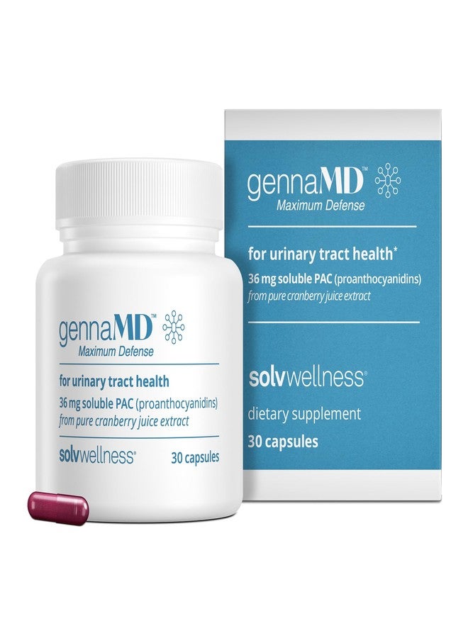 Solv Wellness GennaMD - Maximum UTI Defense - 36 mg Soluble PAC from 100% Cranberry Juice Extract - Highest PAC Concentration in a Small, Easy-to-Swallow Capsule - 30 Capsules - Image 1