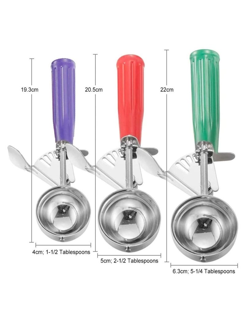NIBEMINENT Cookie Scoop Set of 3 - Stainless Steel Ice Cream Scooper Small, Medium and Large Scoops for Baking, Easy to Clean, Highly Durable  - Image 3