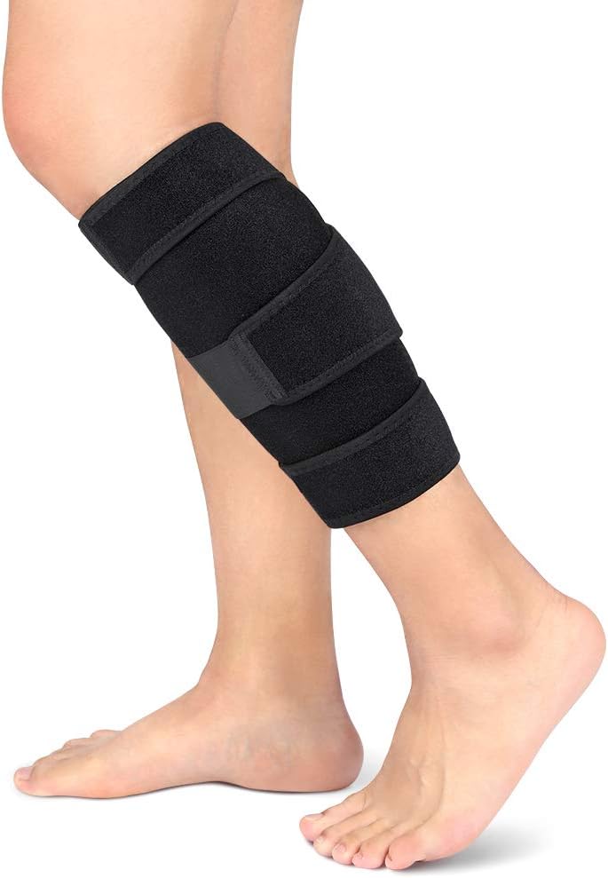 klarako Calf Brace, Shin Splint Support Lower Leg Compression Wrap with Adjustable Three Anti-Slip Strap Support for Pulled Calf Muscle Pain Strain Injury, Sprain and Swelling, Fits Men and Women (Black) - Image 1