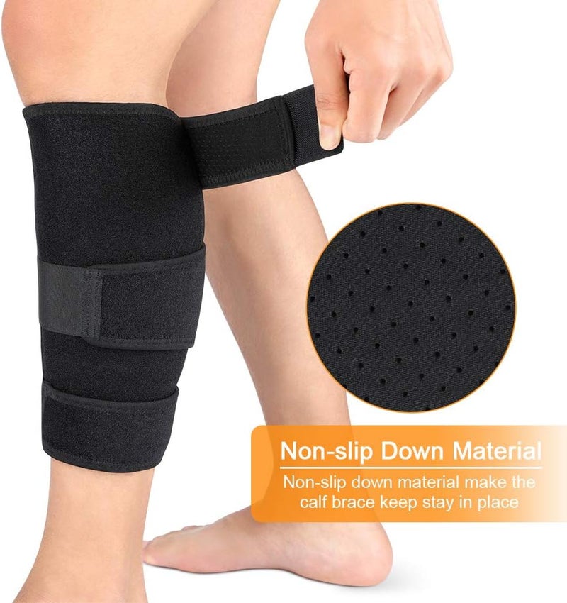 klarako Calf Brace, Shin Splint Support Lower Leg Compression Wrap with Adjustable Three Anti-Slip Strap Support for Pulled Calf Muscle Pain Strain Injury, Sprain and Swelling, Fits Men and Women (Black) - Image 4