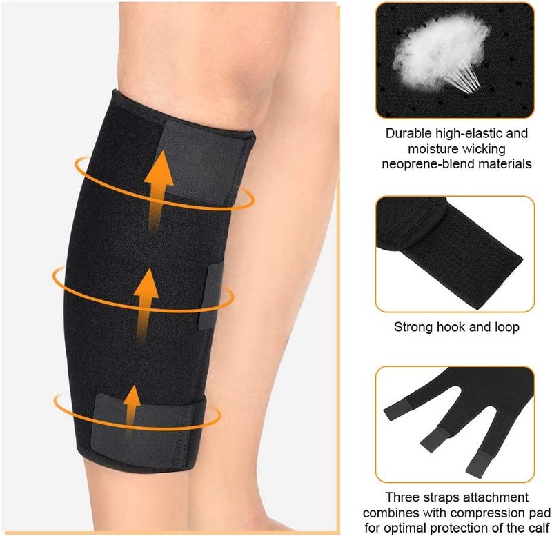 klarako Calf Brace, Shin Splint Support Lower Leg Compression Wrap with Adjustable Three Anti-Slip Strap Support for Pulled Calf Muscle Pain Strain Injury, Sprain and Swelling, Fits Men and Women (Black) - Image 3