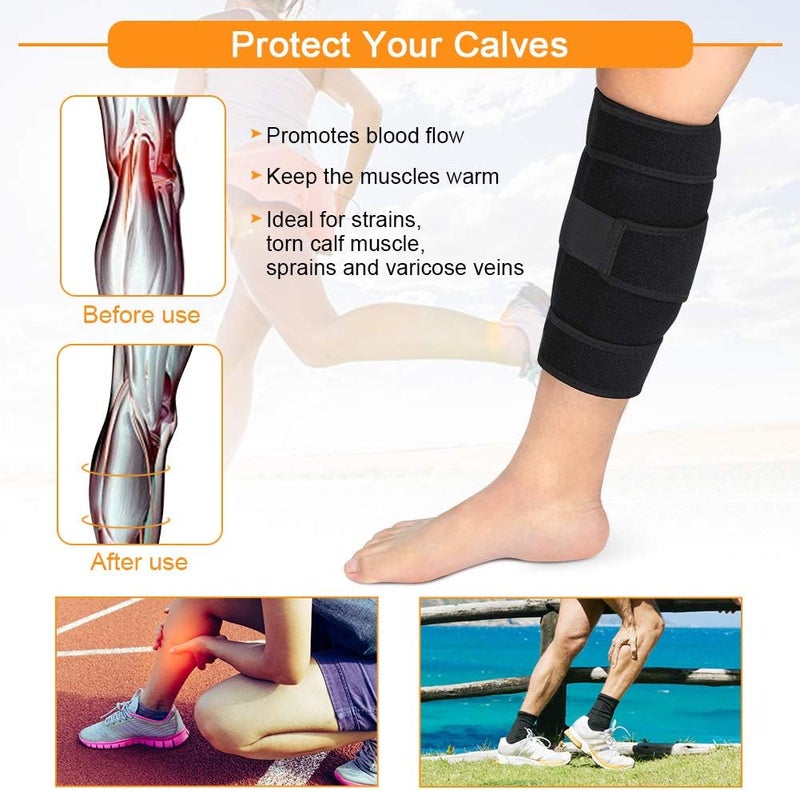 klarako Calf Brace, Shin Splint Support Lower Leg Compression Wrap with Adjustable Three Anti-Slip Strap Support for Pulled Calf Muscle Pain Strain Injury, Sprain and Swelling, Fits Men and Women (Black) - Image 2