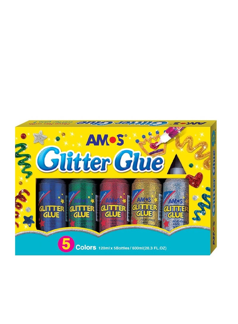 آموس 600 مل غراء لامع في زجاجة، عبوة من 5 ألوان متعددة - Image 2