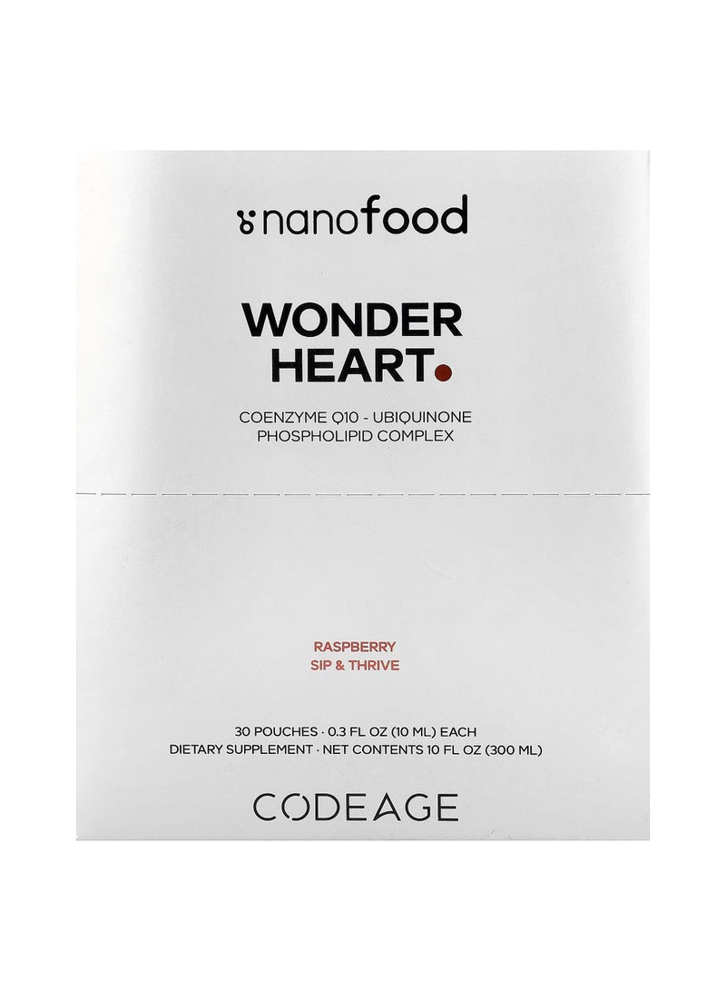 Codeage Nanofood, Wonder Heart, Raspberry, 30 Pouches, 0.3 fl oz (10 ml) Each