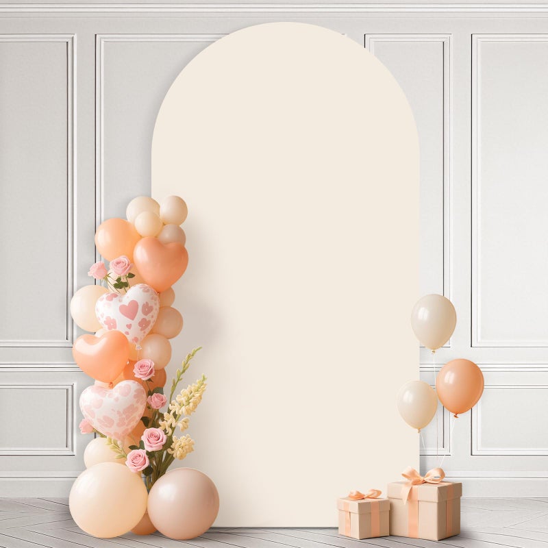 Ledido Wedding Arch Backdrop Cover 6FT Arch Covers Fitted Stretchy Spandex Round Top Stand Backdrop Cover for Wedding Banquet Ceremony Birthday Party Baby Shower Event Decoration,Beige - Image 1