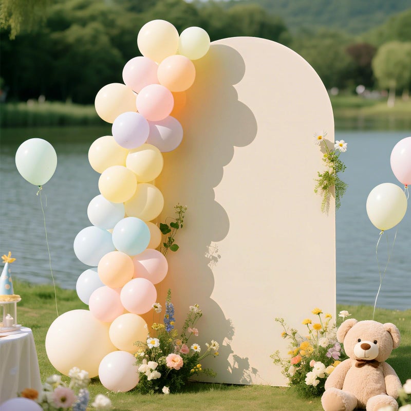 Ledido Wedding Arch Backdrop Cover 6FT Arch Covers Fitted Stretchy Spandex Round Top Stand Backdrop Cover for Wedding Banquet Ceremony Birthday Party Baby Shower Event Decoration,Beige - Image 5