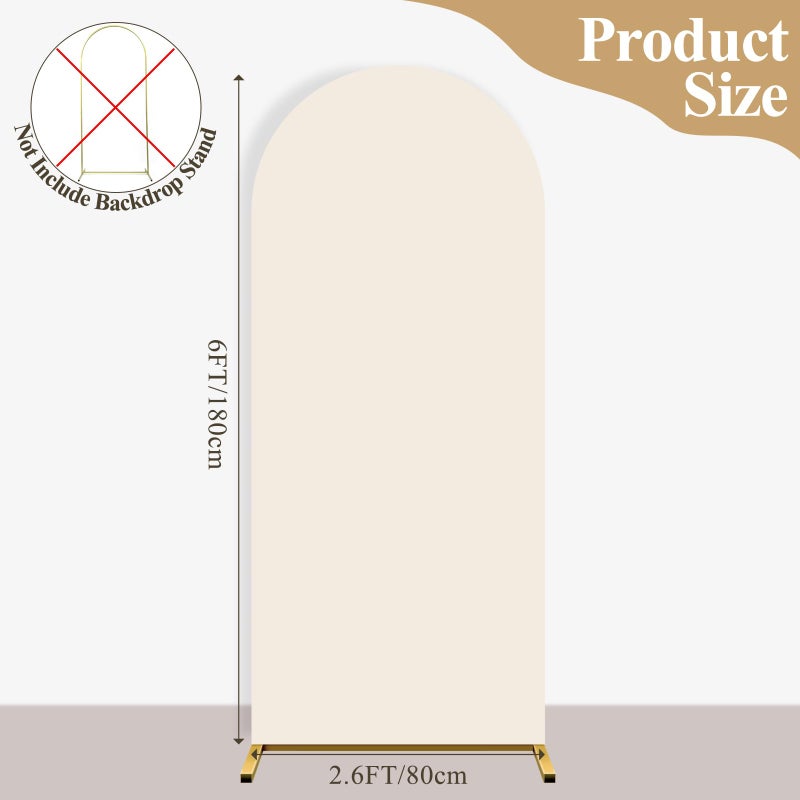 Ledido Wedding Arch Backdrop Cover 6FT Arch Covers Fitted Stretchy Spandex Round Top Stand Backdrop Cover for Wedding Banquet Ceremony Birthday Party Baby Shower Event Decoration,Beige - Image 3