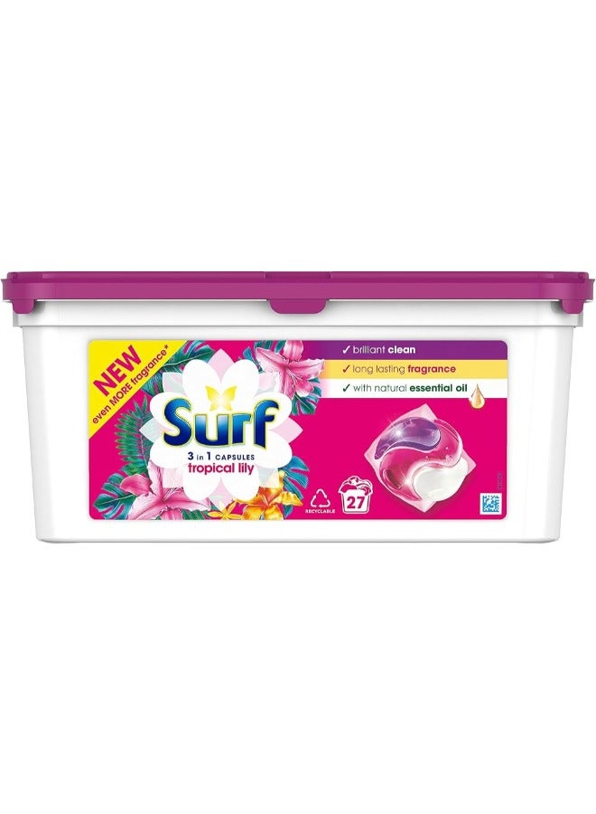 surf Tropical Lily 3 in 1 Laundry Capsules with More Scent for Clean Laundry  - Image 1
