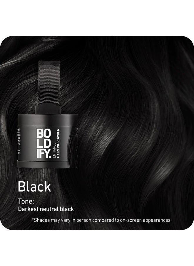 Boldify BOLDIFY Hairline Powder Root Touch Up Hair Color for Gray Coverage Bald Spot Concealing Hair Powder for Women Men 48Hour StainProof Black  - Image 2
