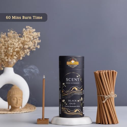 Mangaldeep Scent Premium Bambooless Dhoop Sticks - Black Oud - Ceramic Stand Inside -with Essential Oils - (30 Sticks) - Image 3