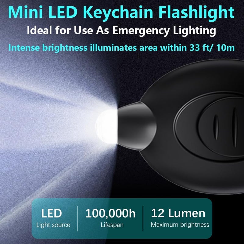 flintronic 5pcs Mini LED Flashlight Keychain - Portable 12 Lumen Keyring Torch for Emergency Lighting (Black) - Image 3