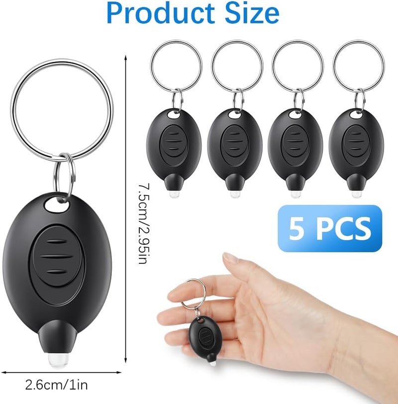 flintronic 5pcs Mini LED Flashlight Keychain - Portable 12 Lumen Keyring Torch for Emergency Lighting (Black) - Image 2