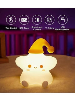 Bukela Night Light for Kids, Baby Night Light Lamp for Kids Room Star Girls Night Light, Silicone Nursery Squishy Soft Rechargeable Color Changing Cute Night Light, Star Birthday Gift  - Image 2