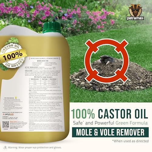 Petra 100% Castor Oil for Moles and Voles - Get Rid of Moles & Voles - Most Effective Way to Get Rid of Moles in Your Yard - Gopher, Ground Mole, Vole Caster Oil - Pet Safe, Food Grade (135 Fl Oz) - Image 3
