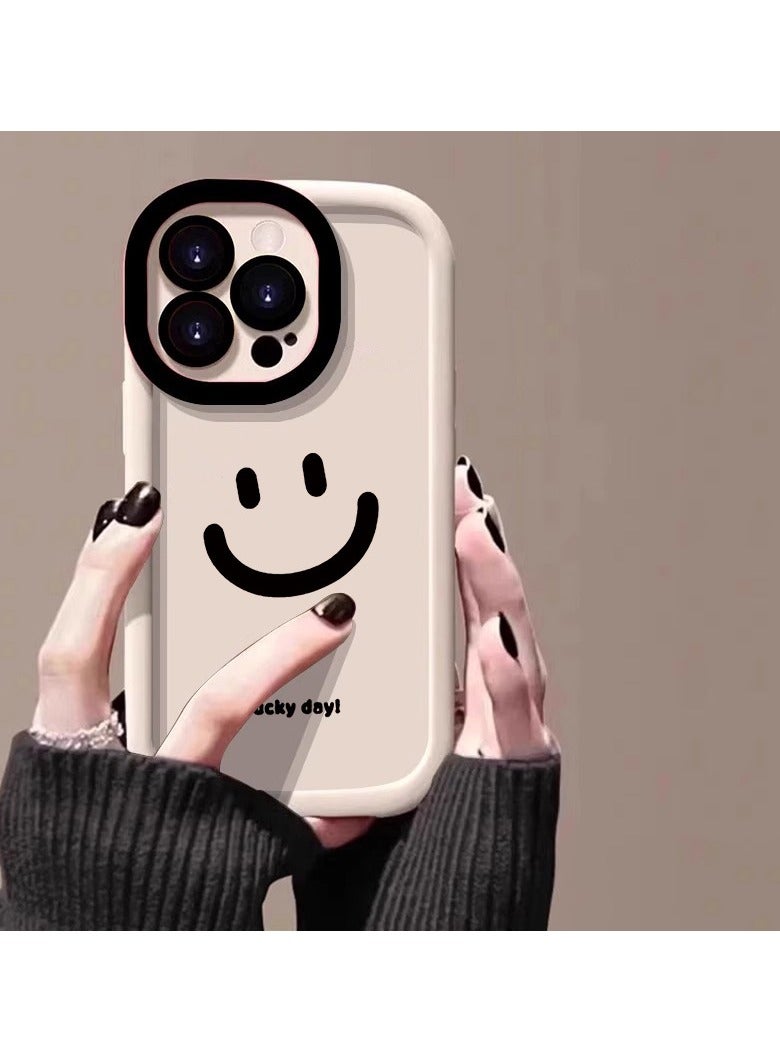 NIBEMINENT Lucky Smiley Protective TPU Case Cover For iPhone 15 Plus, White