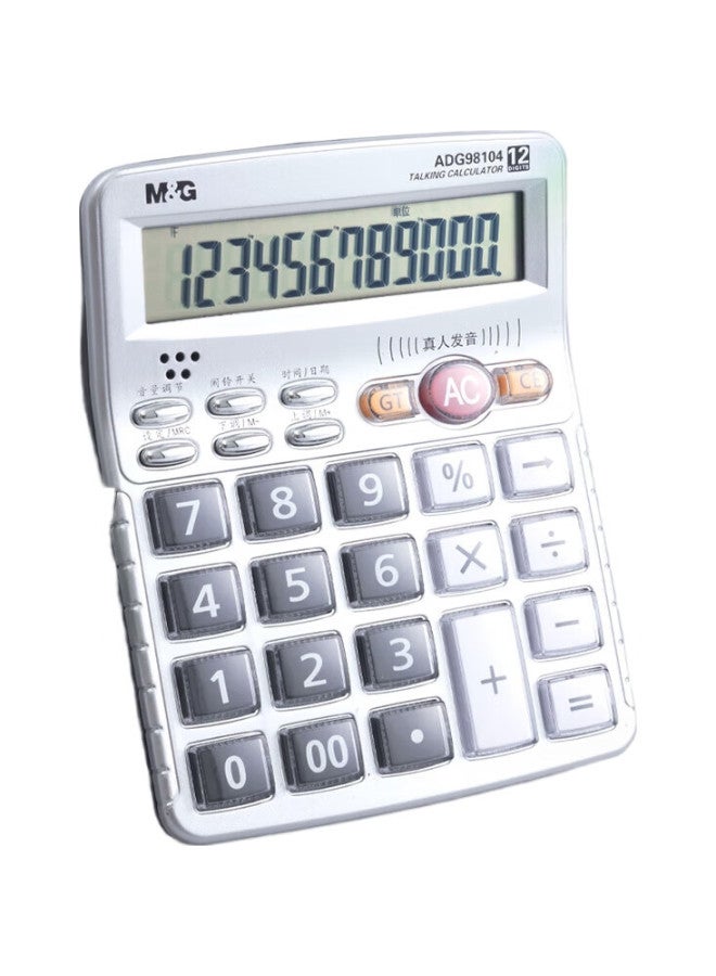 M.G M&G Stationery 12-Digit Display Voice Calculator, Desktop Office Calculator, Student/Office Universal, Large Screen Calculator, Silver Single Pack Adg98104 - Image 2
