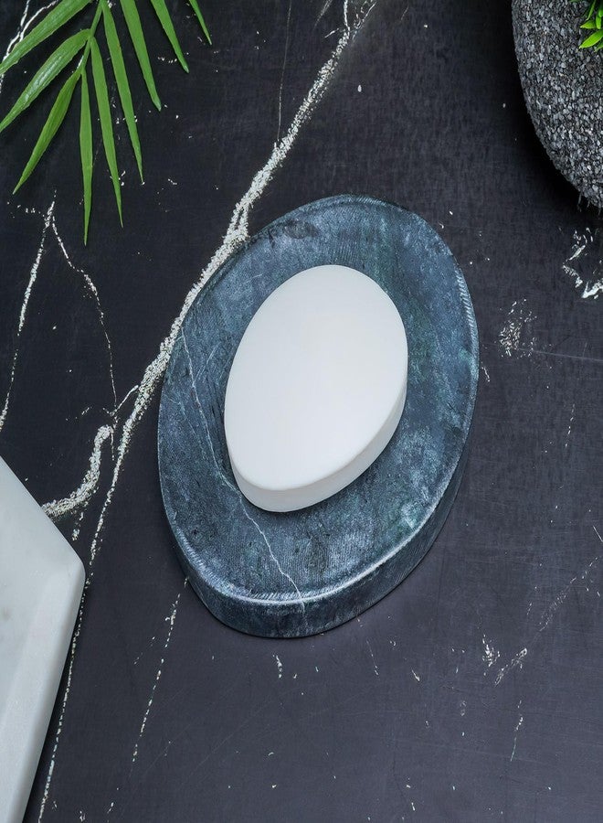 Crocon Natural Grey Marble Soap Tray - Oval Shape, Easy Cleaning, Self-Draining, Non-Slip Design for Bathroom and Kitchen, Size: 6x3.5 Inch - Image 5